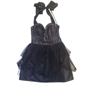 Twelve By Twelve Los Angeles Dress Corset Tulle Goth Punk Halter Studs Size S